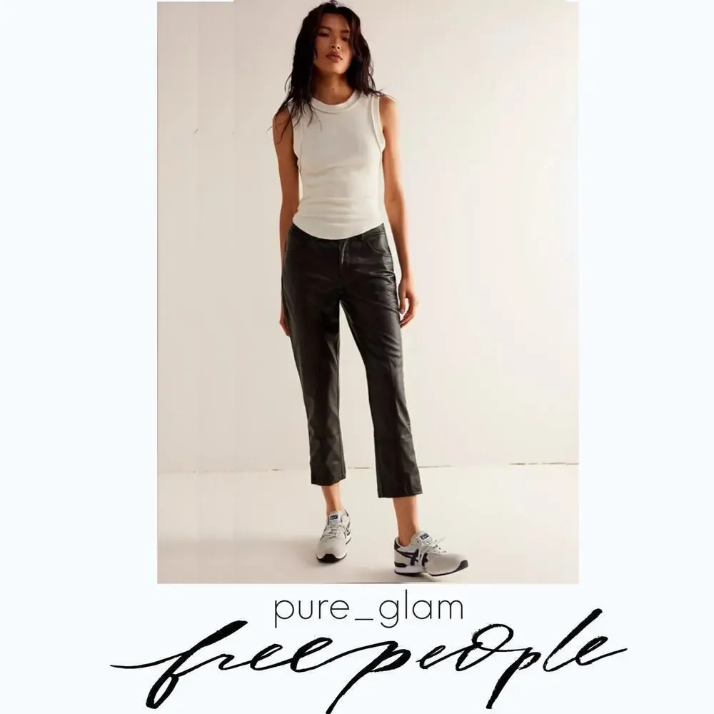 Free People vegan leather moto pants